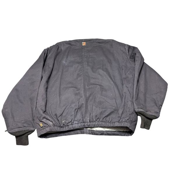 Vintage Workrite FR Quilted Lined Bomber Jacket Mens Large XL Logo Navy RARE - Picture 2 of 9